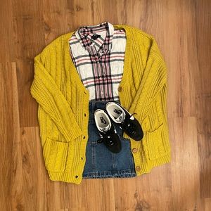 Yellow knitted cardigan